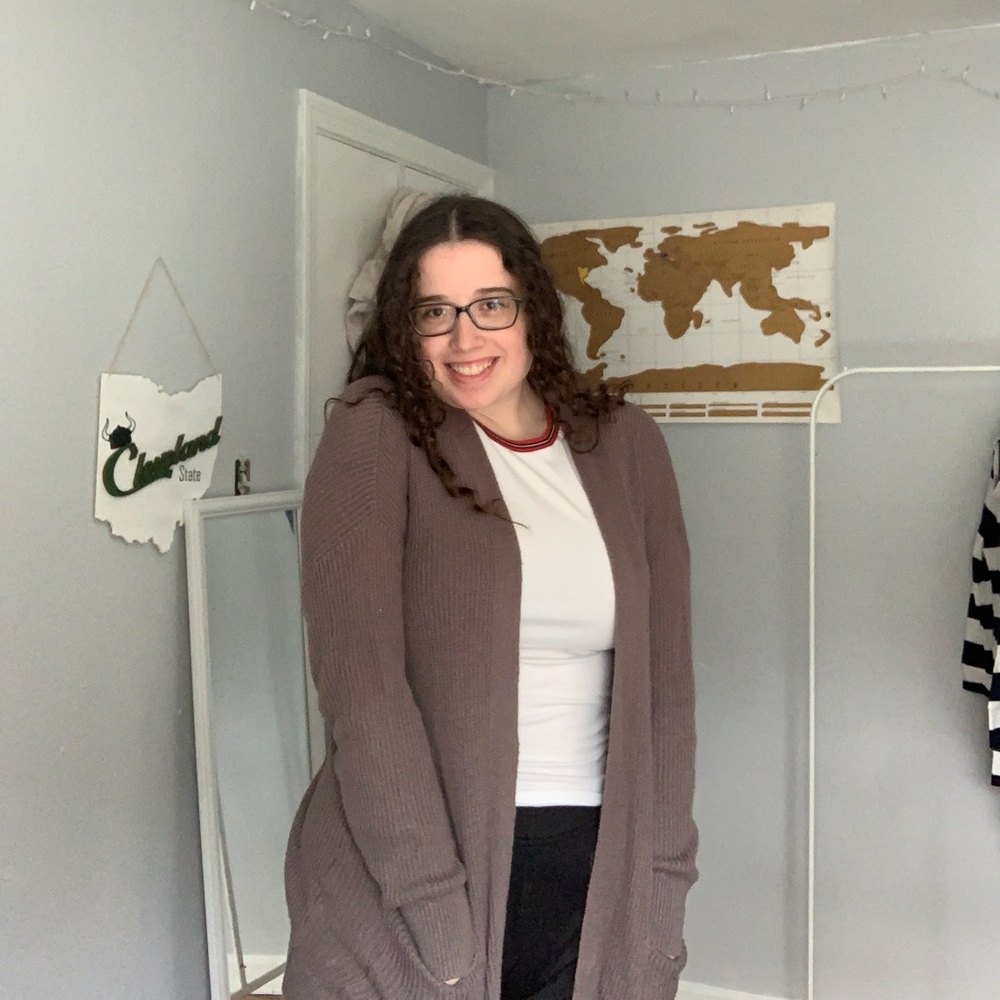 PURPLE/GRAY CARDIGAN